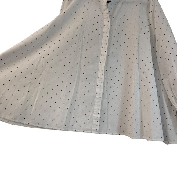 Hana San White Black Swiss Dot Boxy Oversized Long Sleeve Button Shirt Small - Picture 4 of 7